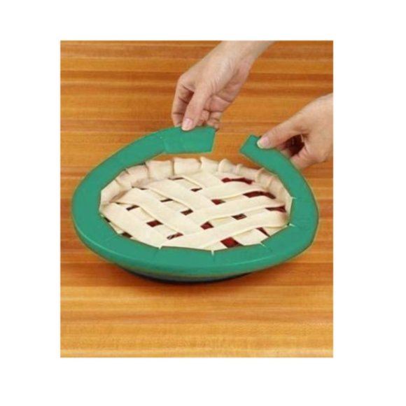 NEW Two Pack Silicone Pie Crust Shields Green